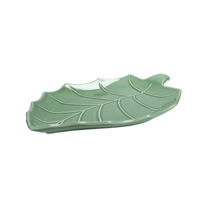 Brandani 51637 Pioppo leaf green porcelain plate 33x24sm