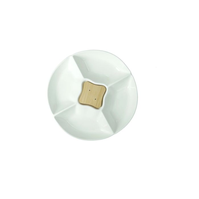 Brandani 51676 Classic porcelain/bamboo white dish w/2 forks