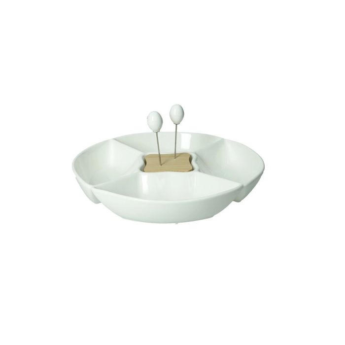 Brandani 51676 Classic porcelain/bamboo white dish w/2 forks