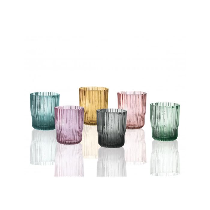 Brandani 51067 Plisse Glass Ass.Col. Set 6Pcs