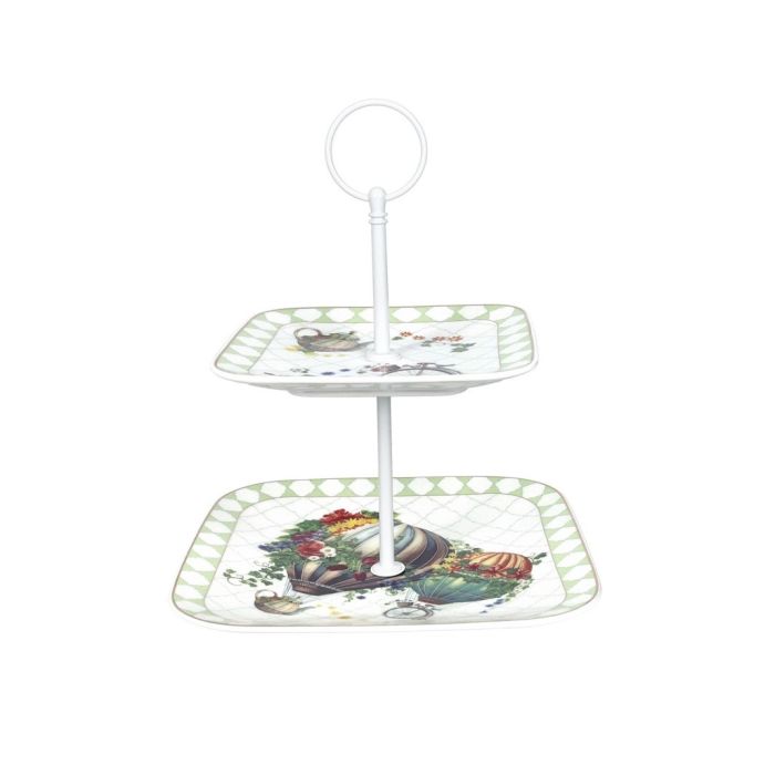 Brandani 51842 Wonderland porcelain 2-tier plate 19x19x23.5cm