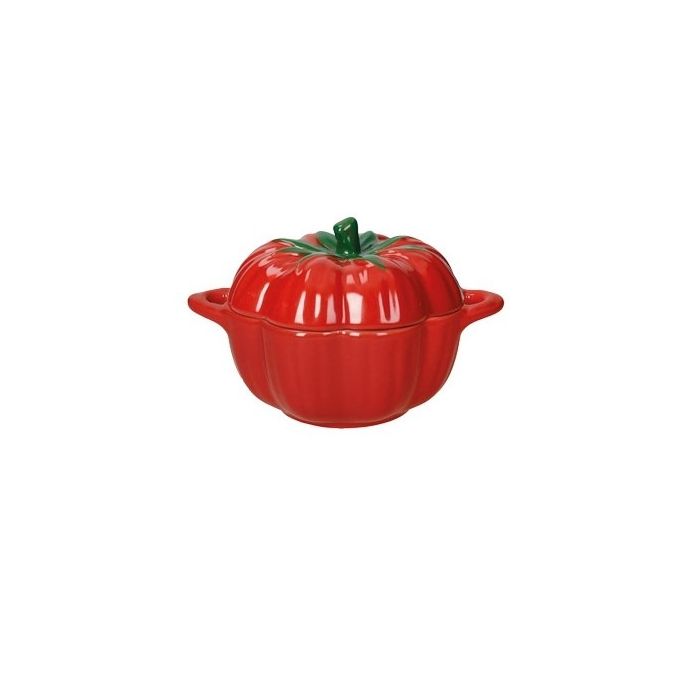 Brandani 52062 Tomato dolomite stoneware casserole with lid 16.5x12x12sm