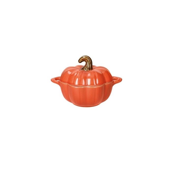 Brandani 52064 Pumpkin dolomite stoneware casserole with lid 16.5x12x12sm