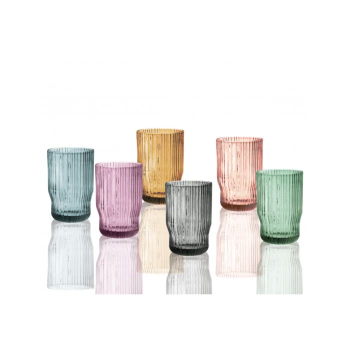 Brandani 51068 Plisse Glass Ass. Col. Set 6Pcs
