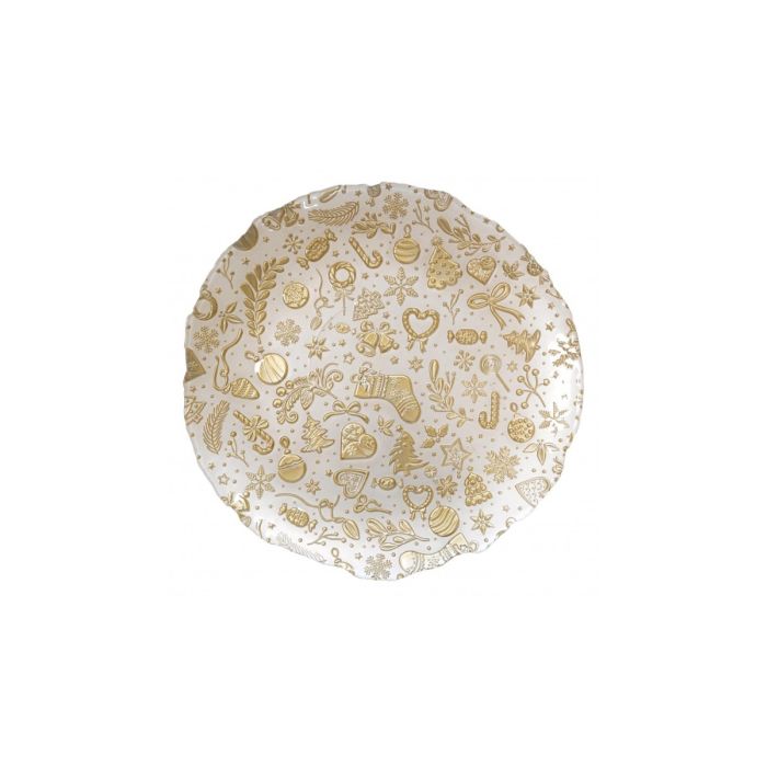 Brandani 83749 WHITE/GOLD GLASS XMAS TRAY 39CM