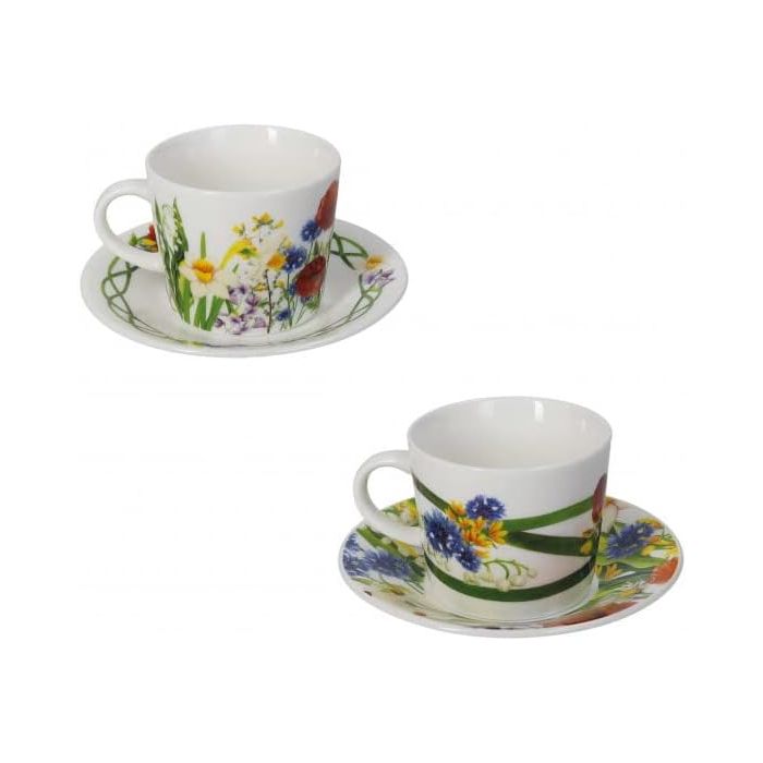 Brandani 52871 FIORI DI CAMPO NEW BONE CHINA COFFEE CUP 2 PC SET