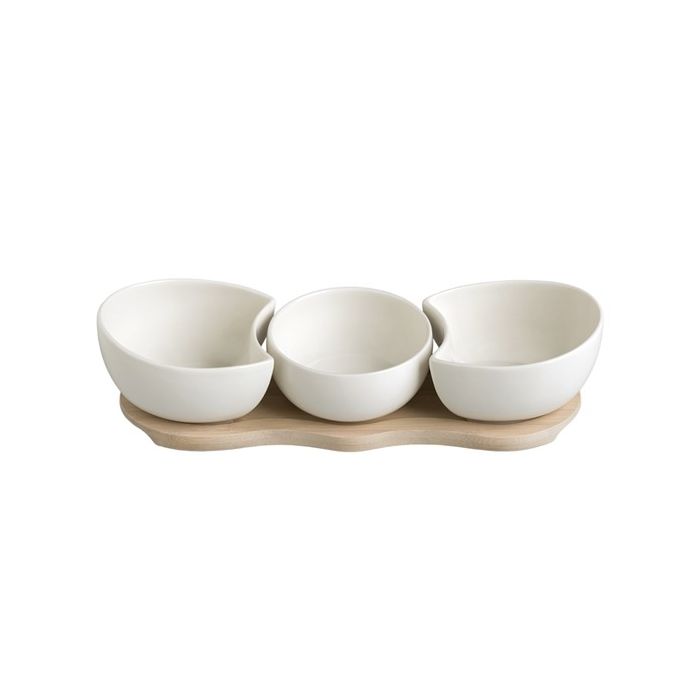 Brandani 53079 BUTTERFLY porcelain/bamboo dish w/2 forks