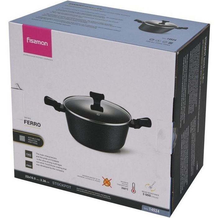Fissman 14524 FERRO casserole with glass lid 22cm 3.36l