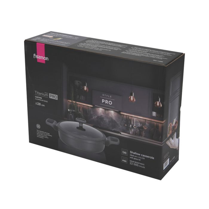 Fissman 14586 TITANIUM PRO induction saucepan with glass lid 28cm 4.3l
