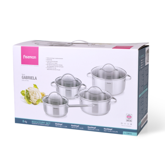 Fissman 15816 GABRIELA cookware set stainless still 8pcs