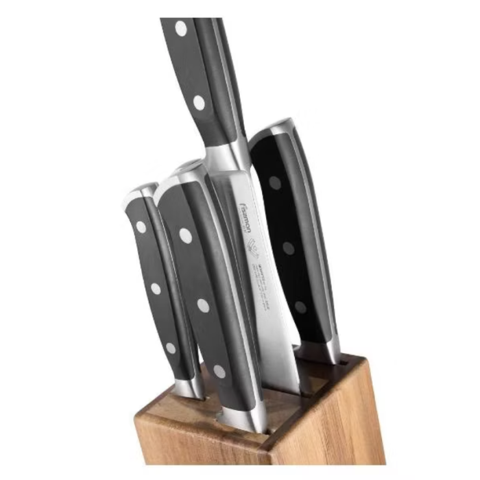 Fissman 2707 AKAMATSU knives in a wooden stand set x6