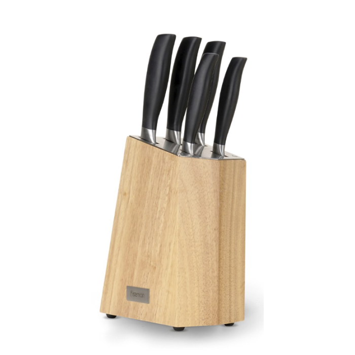 Fissman 2708 FUJIKAWA knives in a wooden stand set x6