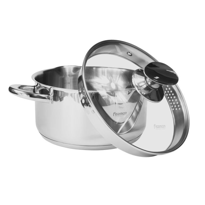 Fissman 5491 ELEGANCE induction casserole with glass lid 18cm 2.2l