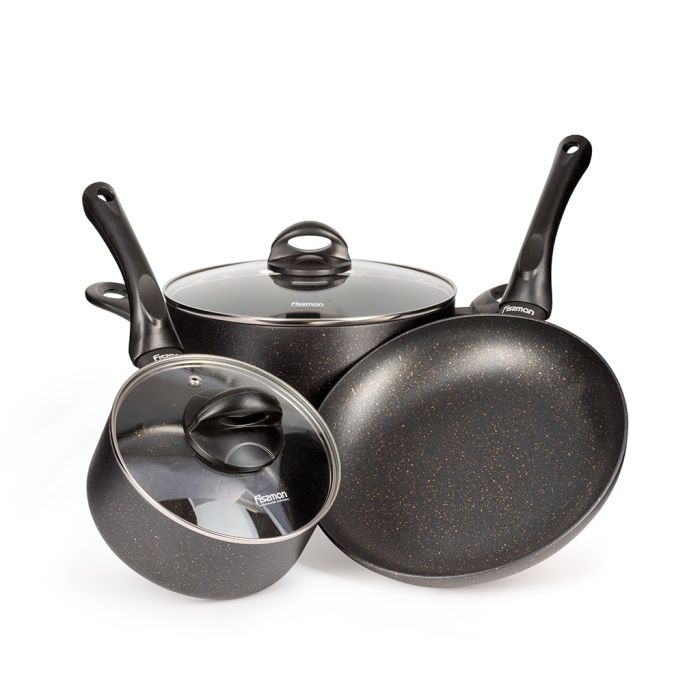 Fissman 4657 FORDE 2 casserole with glass lid & fry pan set 5pcs