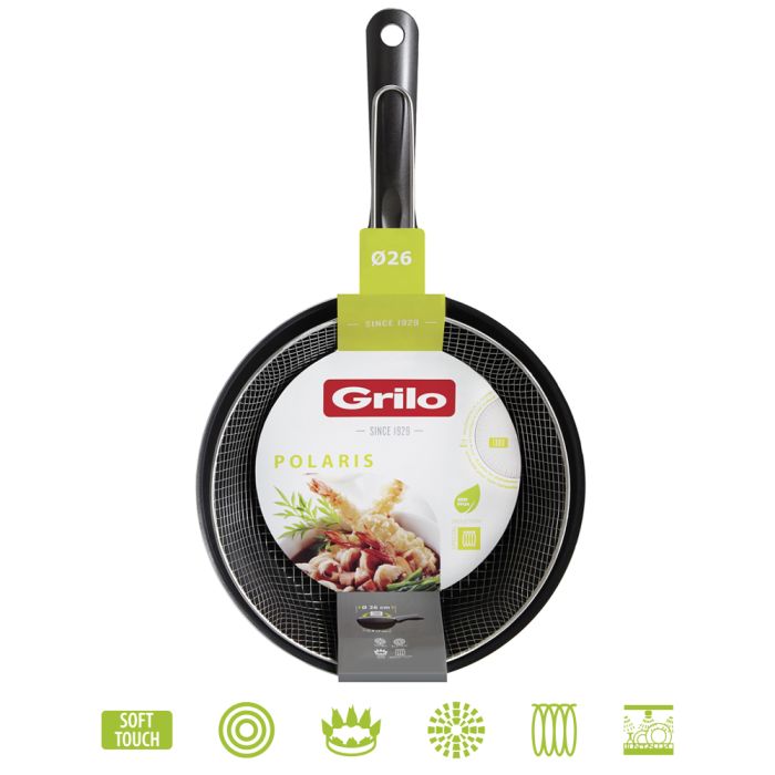 Grilo 463928 wok/potato fry bowl & inox basket 26cm