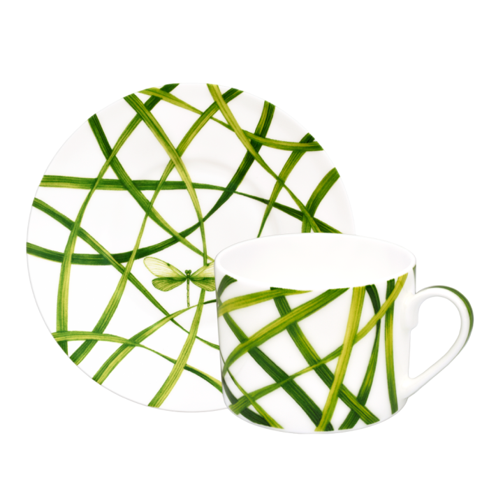 Taitu 12-13-02 LIFE IN GREEN tea/coffee cup with saucer set
