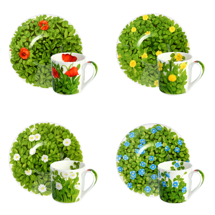 Taitu 2-991 PRATI ITALIANI Espresso coffee cup&saucer set x4