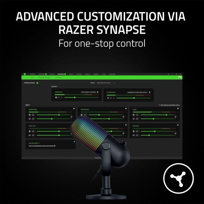 Razer Wired Microphone Seiren V3 Chroma - Black/RZ19-05060100-R3M1