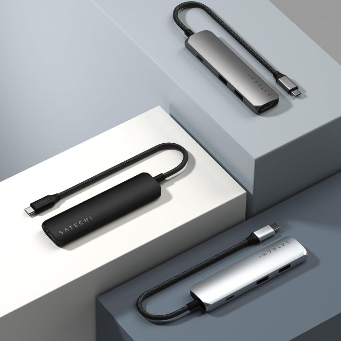 Satechi 4 in 1 USB-C Slim Multiport Adapter 4K, Space Grey /ST-P4SM