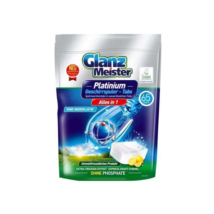 Glanz Meister Platinum 65 pcs. և Dish rinseaid PROMO 920ml