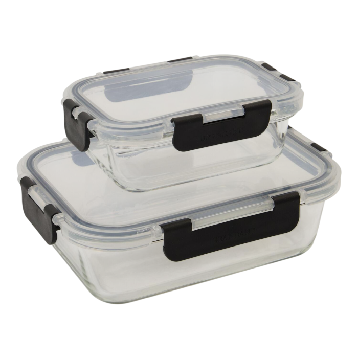 Brandani 54028 borosilicate container set black 2pcs 630ml+1500ml