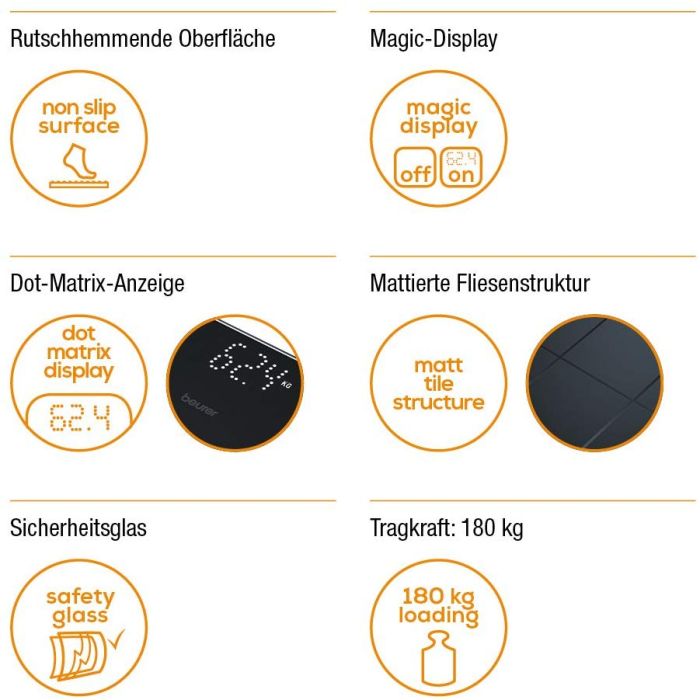 Beurer GS235 glass bathroom scale black
