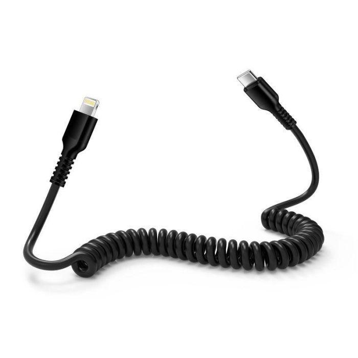 Evelatus AutoSpring Coiled Cable USB C to LTG, 1.2M, Black /1040769