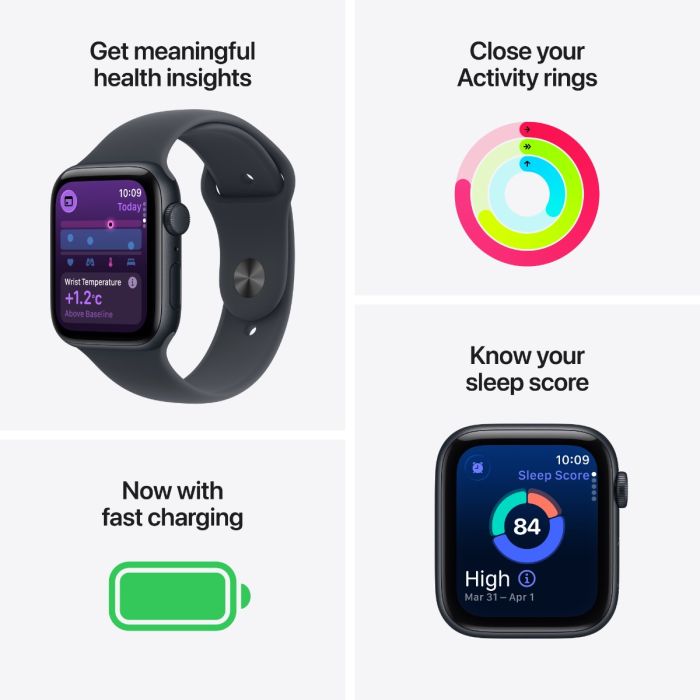 Apple Watch SE 3 GPS 44mm Midnight , Midnight Sport Band - S/M /MEHN4RK/A