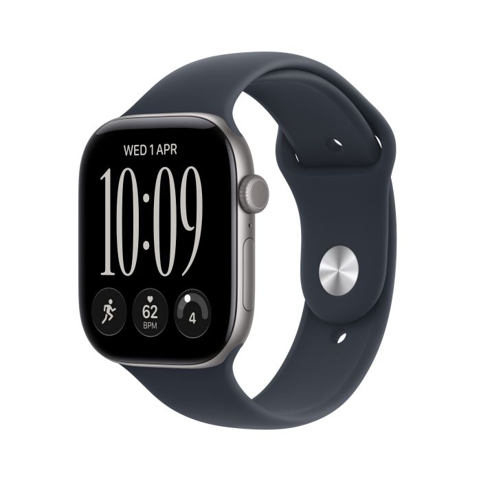 Apple Watch Series 12 42mm Space Grey Aluminium Case, Navy Blue Sport Band - S/M /MJE74