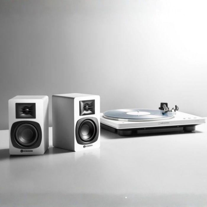 Audio-Technica AT-SP3X Bookshelf Speakers, White / AT-SP3XWH