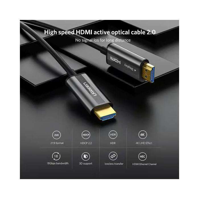 UGREEN HDMI Zinc Alloy Optical Fiber Cable 30m (Black)/50217
