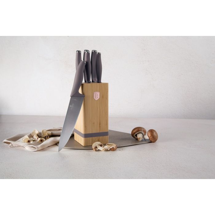 Berlinger Haus BH2974 Taupe knife set with bamboo stand 6pcs