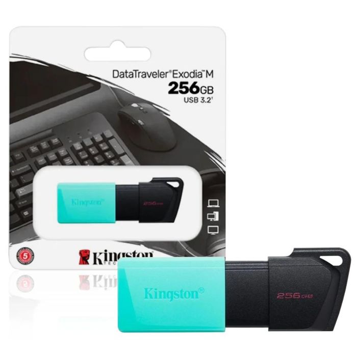 Kingston 256GB, USB 3.2 Gen 1 DataTraveler, Exodia M, Black/Teal (DTXM/256GB)