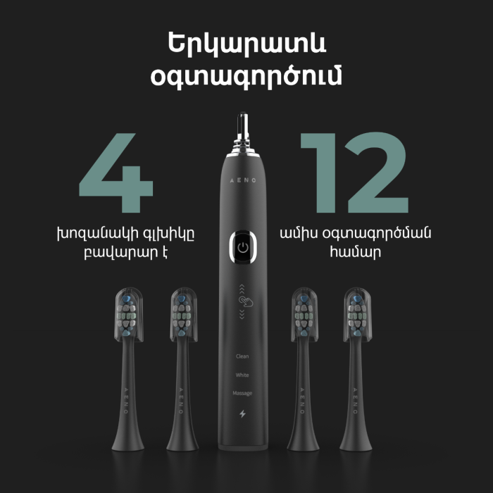 AENO ADB0004 Sonic Electric Toothbrush, DB4,Black