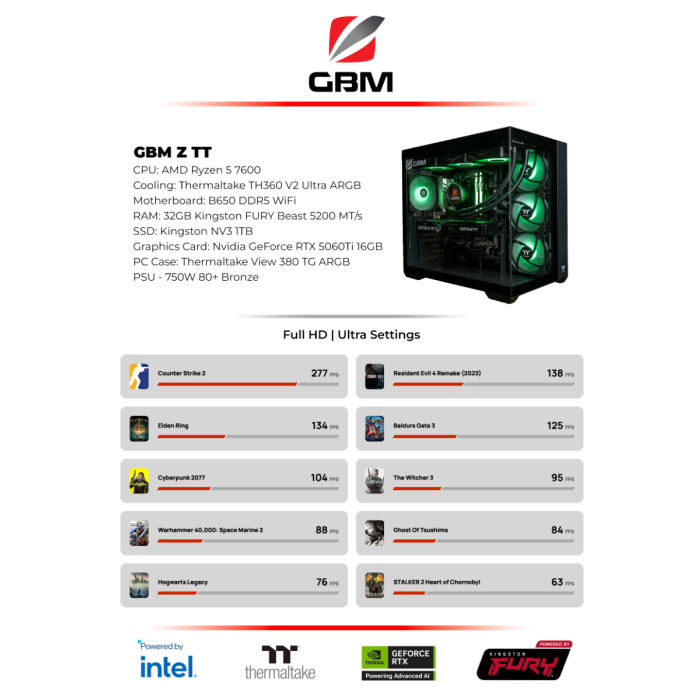 GBM PC Z TT R5-7600 32/1 RTX5060Ti B650 Black