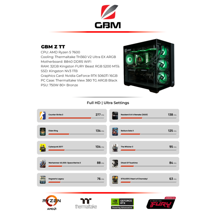 GBM PC Z TT R5-7600 32/1 RTX5060Ti B480 Black