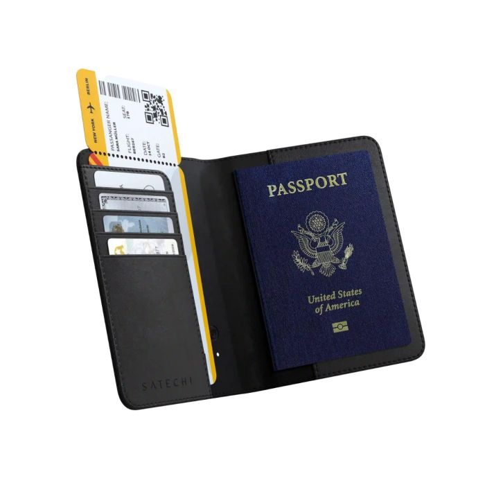 Satechi Vegan Leather Passport Cover with Find My, Black /ST-VPCK
