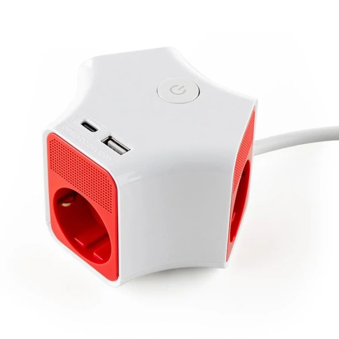 Muhler Portable Multiple Socket with 3-way Shuttered Outlets and 2-way USB-A and USB-C /1006118