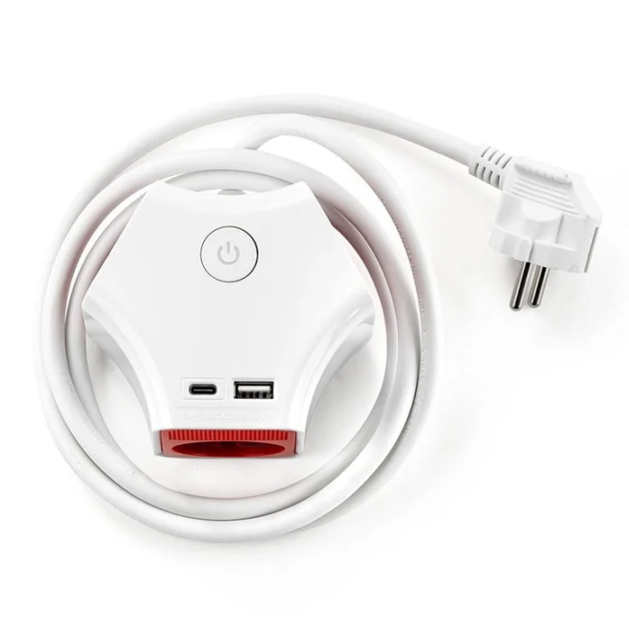Muhler Portable Multiple Socket with 3-way Shuttered Outlets and 2-way USB-A and USB-C /1006118