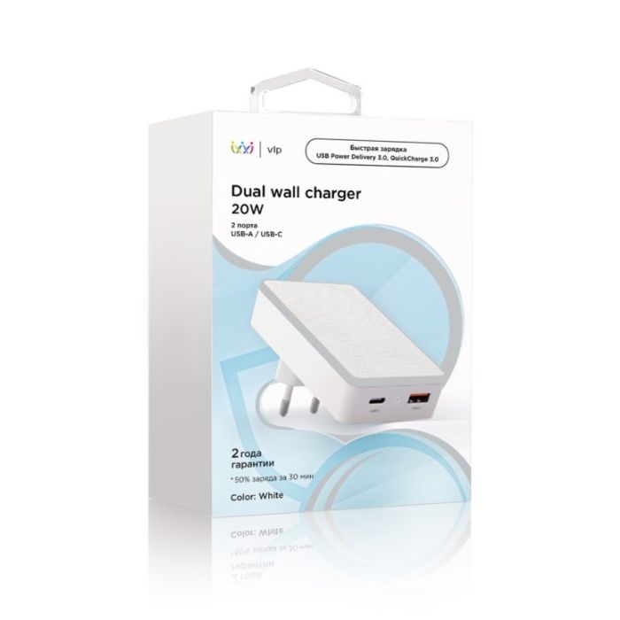 VLP Charger 20W USB-C/A QC White /vlp-WC20-01-WH