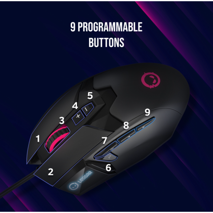 Lorgar Stricter 579 RGB 9 buttons Wired Mouse Black (LRG-GMS579)