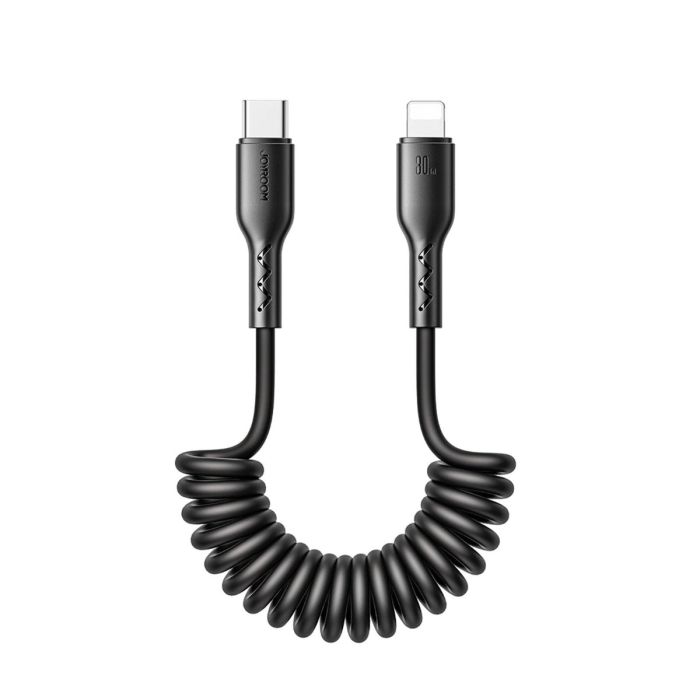 Evelatus AutoSpring Coiled Cable USB C to LTG, 1.2M, Black /1040769