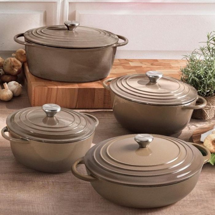 Brandani 52577 cast iron casserole dove grey 4l