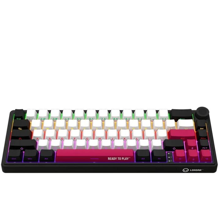 Lorgar Wireless TKL Mechanical Gaming Keyboard Pro, Black/White/Pink / LRG-KBP70TKLW-BK-US