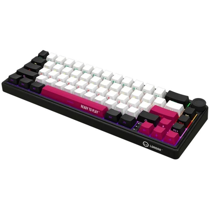 Lorgar Wireless Mechanical Gaming Keyboard Pro, Black/White/Pink, EN layout /LRG-KBP7075W-BK-US
