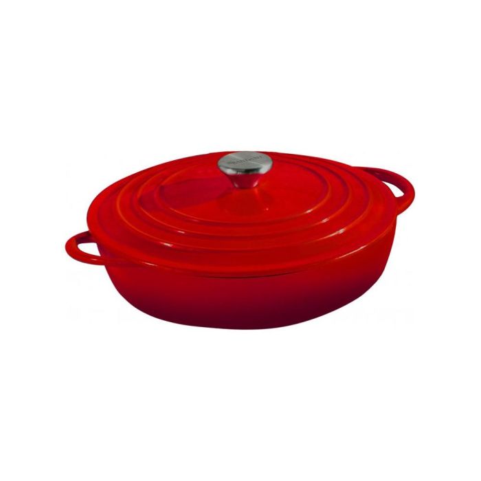 Brandani 52571 cast iron low casserole red 5l