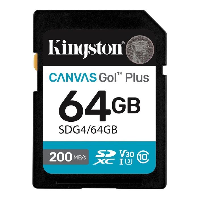Kingston 64GB SDXC Canvas Go Plus 200R C10 UHS-I U3 V30 (SDG4/64GB)