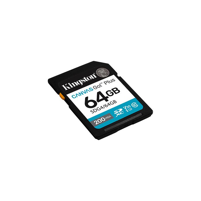 Kingston 64GB SDXC Canvas Go Plus 200R C10 UHS-I U3 V30 (SDG4/64GB)