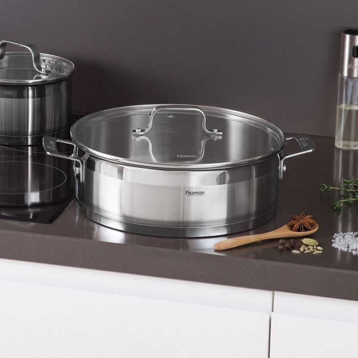 Fissman 15356 FOBUS induction low casserole with glass lid 28cm 5.4l