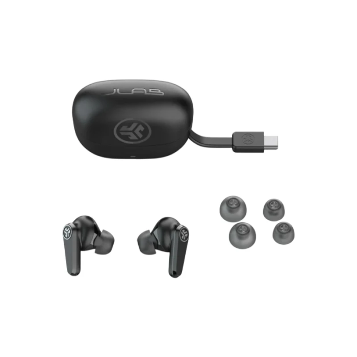 JLab Go Pods ANC True Wireless Earbuds, Black (IEUEBGOPODSRBLK124)